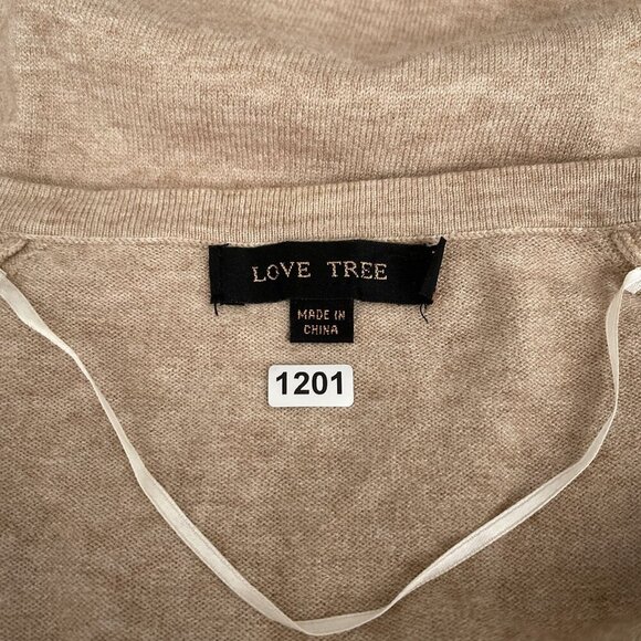 Love Tree Cardigan Sweater Knit Open Front Long Sleeve Lightweight Pockets Tan - Picture 6 of 11